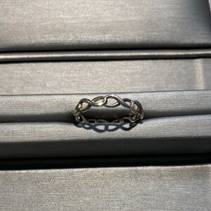 Tiffany Infinity ring twisted rope syle, Elegant Silver Infinity Ring size 7